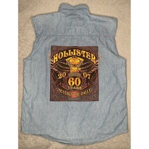 Vintage Y2K Biker's Edge Hollister Motorcycle Rally Button‎ Down Shirt Mens 2XL